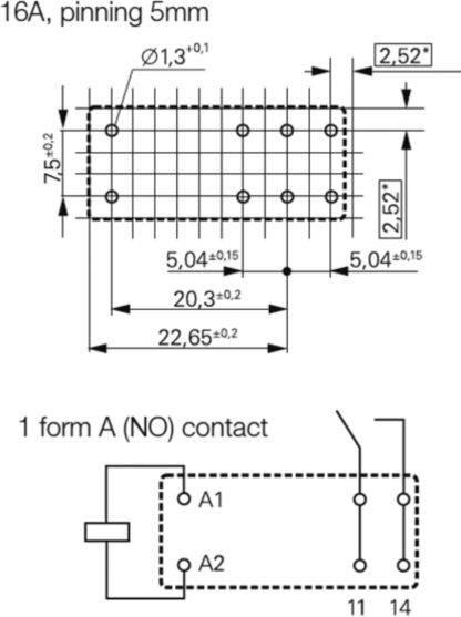Relé 12VDC 16A/250V SPST-NO 2+4pin RZ03-1A4-D012 - Imagen 4