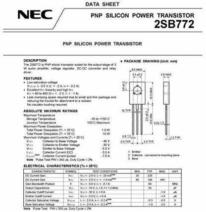 Transistor NEC 2SB772 TO-126 PNP 40V/3A/10W - Imagen 3