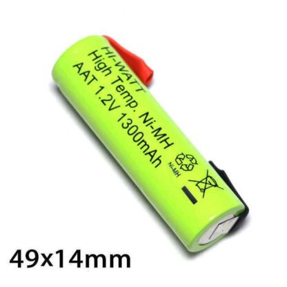Batería AA/R6 recargable Ni-Mh 1300mAh, alta temperatura, conexiones para soldar