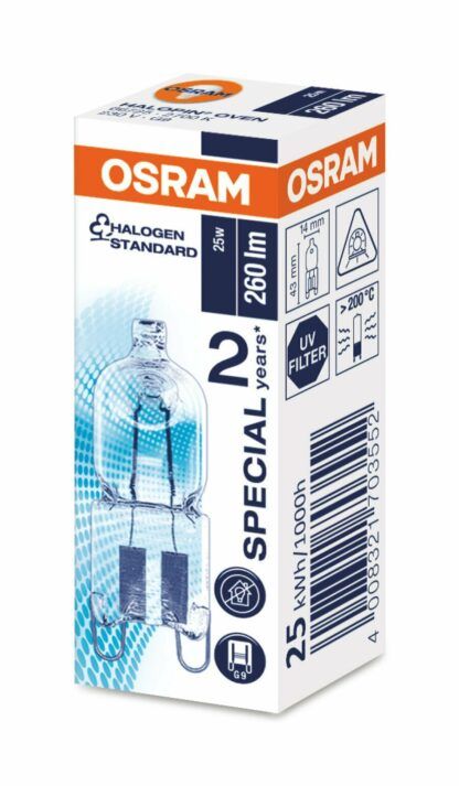 Bombilla G9 halógena lámpara Hornos 300ºC 230V 25W de OSRAM - Imagen 3