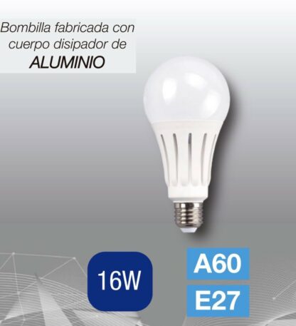Bombilla LED aluminio, E-27, 16W (Luz blanca) - Imagen 3