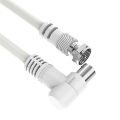 Cable De Antena TV Coaxial Macho 90º A Conector F Macho 3m Blanco - Imagen 4