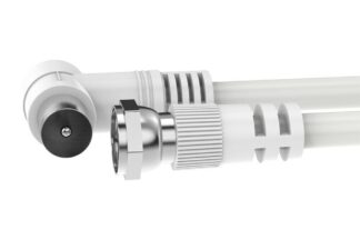 Cable De Antena TV Coaxial Macho 90º A Conector F Macho 3m Blanco