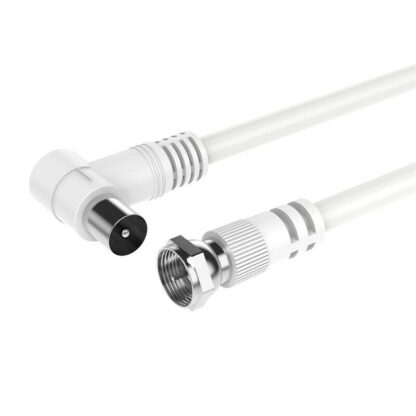 Cable De Antena TV Coaxial Macho 90º A Conector F Macho 3m Blanco - Imagen 5
