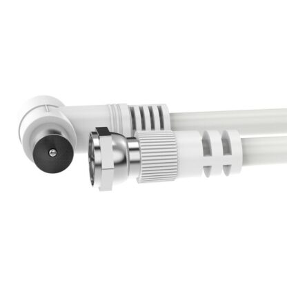 Cable De Antena TV Coaxial Macho 90º A Conector F Macho 3m Blanco