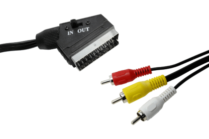 Cable Euro Macho a 3 RCA Audio/Video, Selector IN/OUT, 10m