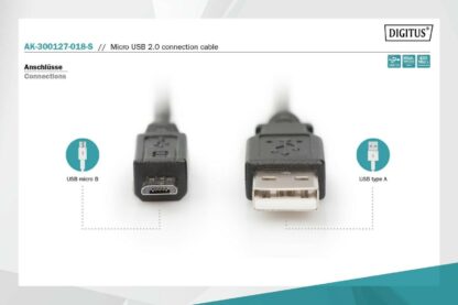 Cable USB-A 2.0 macho-macho Micro USB de 1,8m, color negro - Imagen 4