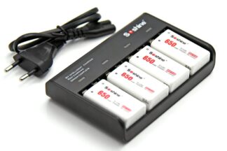 Cargador Baterías 9V 6F22 + 4 Baterías 9V/650mAh Li-ion