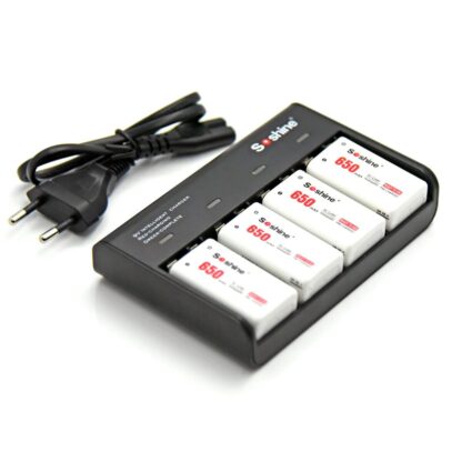 Cargador Baterías 9V 6F22 + 4 Baterías 9V/650mAh Li-ion