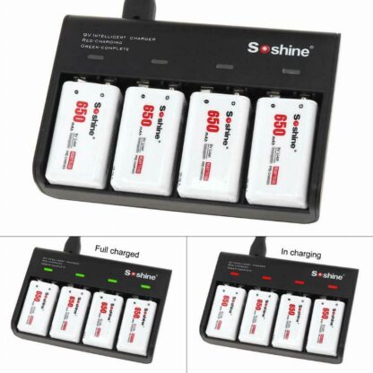 Cargador Baterías 9V 6F22 + 4 Baterías 9V/650mAh Li-ion - Imagen 6