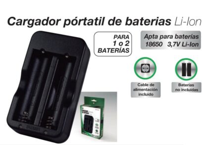 Cargador baterías de Litio 2x 18650 'Rápido'