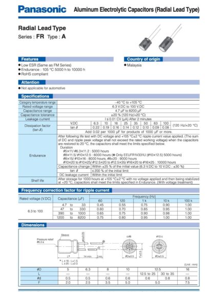 Condensador electrolítico 470uF/16V 105º PANASONIC - Imagen 4