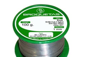 Estaño Sin Plomo *Sn99/Cu0,7/Ag0,3* 1mm 100gr BROQUETAS