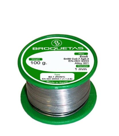 Estaño Sin Plomo *Sn99/Cu0,7/Ag0,3* 1mm 100gr BROQUETAS