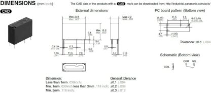 Relé ALDP124 24VDC 5A/277VAC SPST-NO PANASONIC - Imagen 4