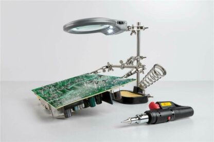 SOPORTE PCB, Soldador, Esponja, Lupa y Pinzas Manos Libres - Imagen 3