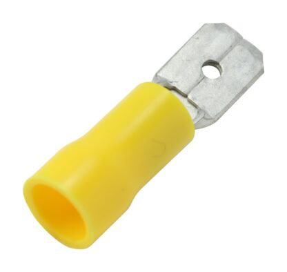 Terminal 6,3mm Macho Pre-Aislado Amarillo 4 - 6mm² AWG 12-10 (100 Unidades)