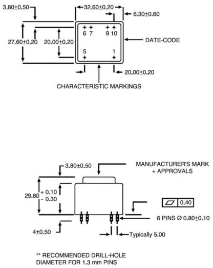 Transformador PCB 2,3VA 230Vac 0-12V + 0-12V MYRRA 44165 - Imagen 4
