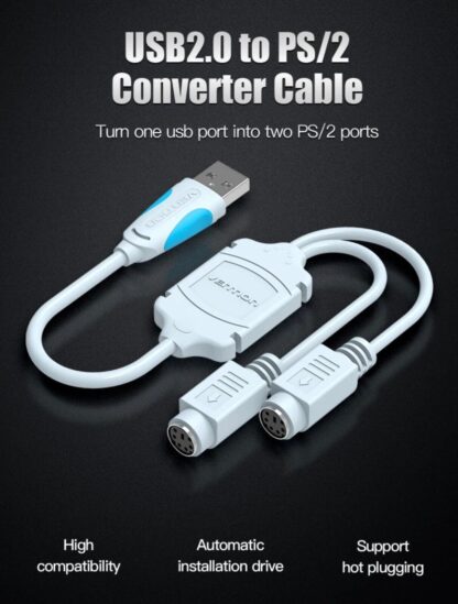 USB to DUAL PS2 Mouse Keyboard Converter Cable 33cm - Imagen 3