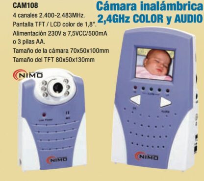 Vigilabebés cámara color/visión nocturna con audio, sin hilos 2,4GHz