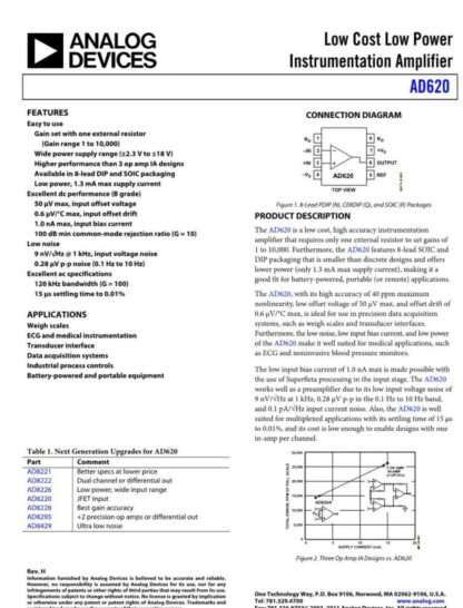 AD620ANZ AD620AN DIP8 ANALOG DEVICES - Imagen 3