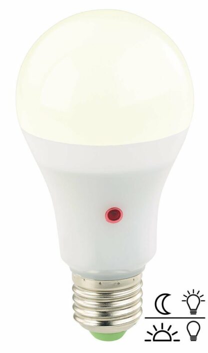 Bombilla LED E27 12W con sensor día/noche (Color luz día)
