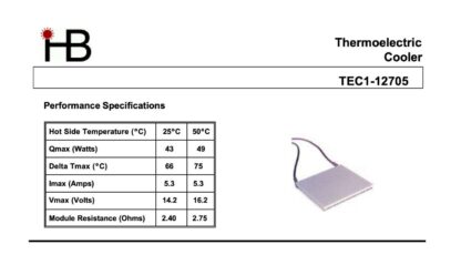 CELULA PELTIER TEC1-12705 40x40x4mm 12V 57W - Imagen 3