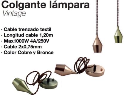 Colgante lámpara 'Vintage', portalámparas clásico rosca E27