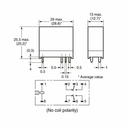 Relé G2R-2 12VDC OMRON 12VDC 5A DPDT 2ctos 8 Pin Paso 5,0mm 29x25x12mm - Imagen 4